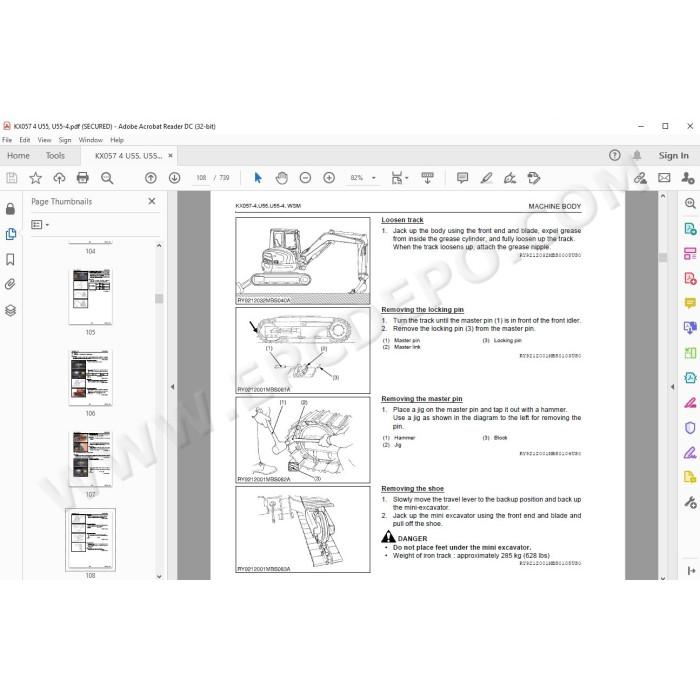 Kubota Excavator KX057-4 U55 U55-4 service manual