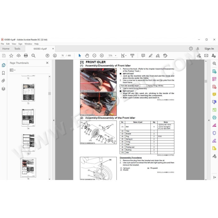 Kubota Excavator KX080-4 workshop service manual