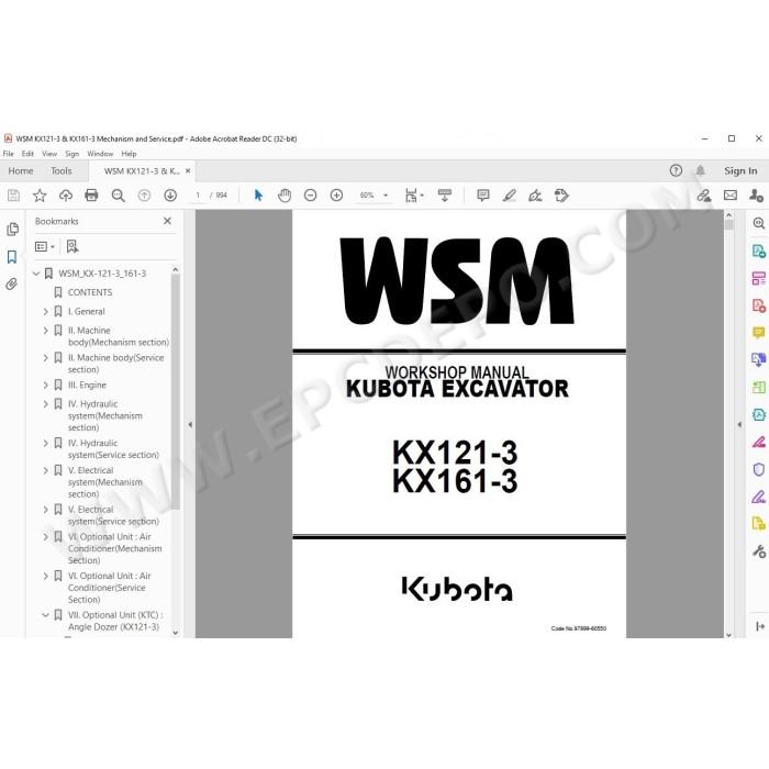 Kubota Excavator KX121-3 KX161-3 service manual