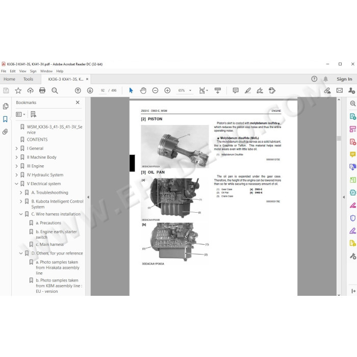 Kubota Excavator KX36-3 KX41-3S KX41-3V service manual