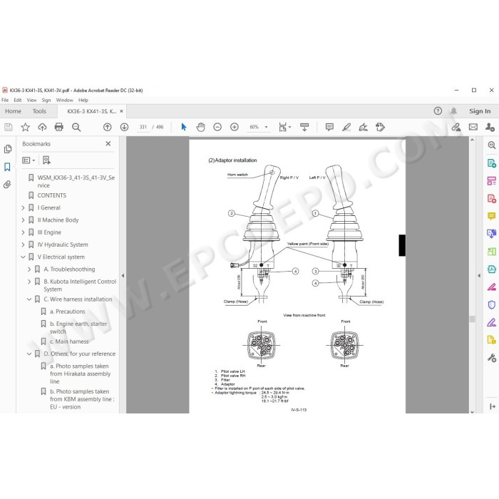 Kubota Excavator KX36-3 KX41-3S KX41-3V service manual