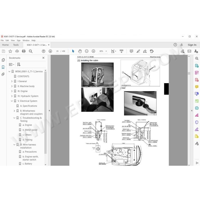 Kubota Excavator KX61-3 KX71-3 workshop service manual