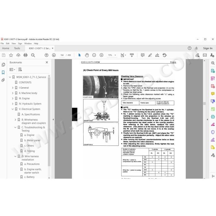 Kubota Excavator KX61-3 KX71-3 workshop service manual