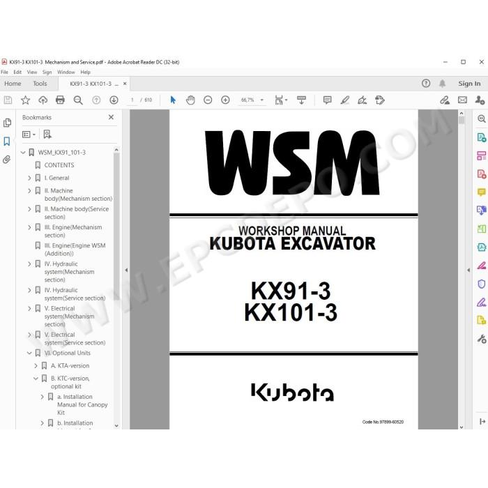 Kubota Excavator KX91-3 KX101-3 service manual