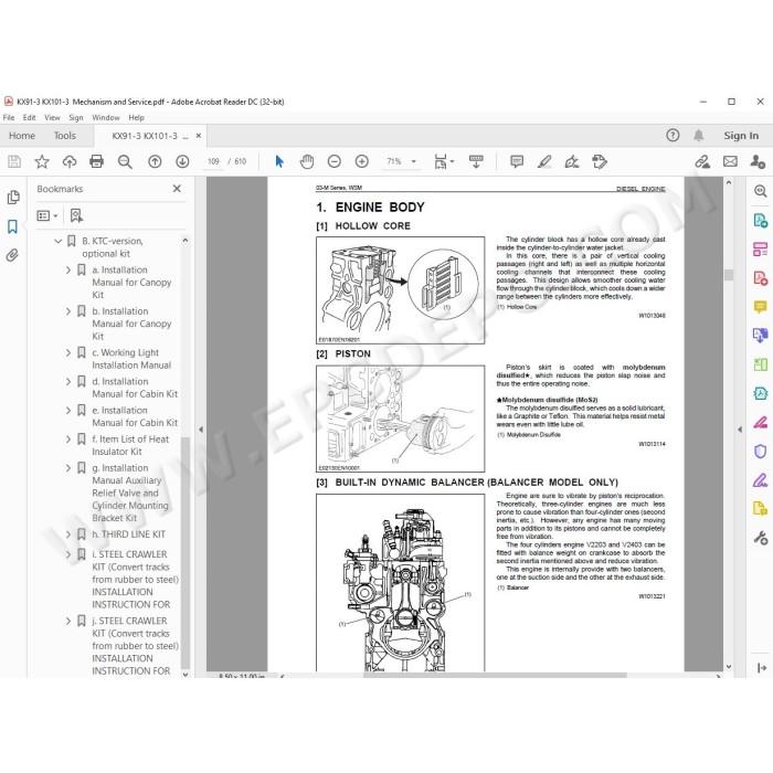 Kubota Excavator KX91-3 KX101-3 service manual