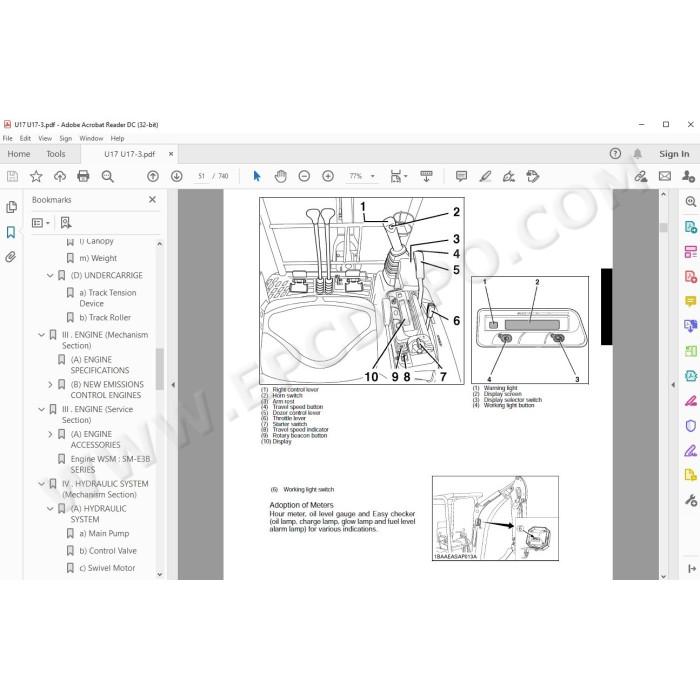 Kubota Excavator U17 U17-3 workshop service manual
