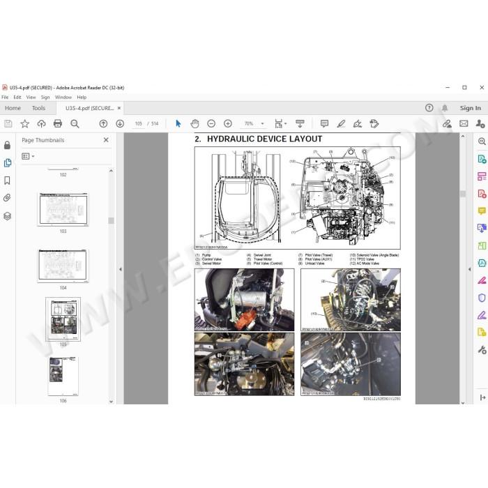 Kubota Excavator U35-4 workshop service manual