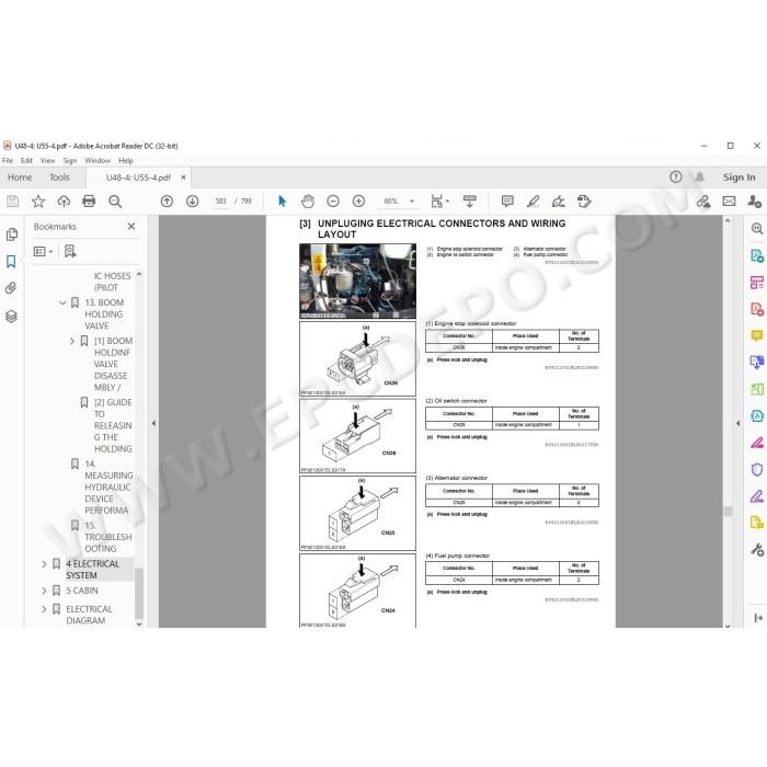 Kubota Excavator U48-4 U55-4 workshop service manual
