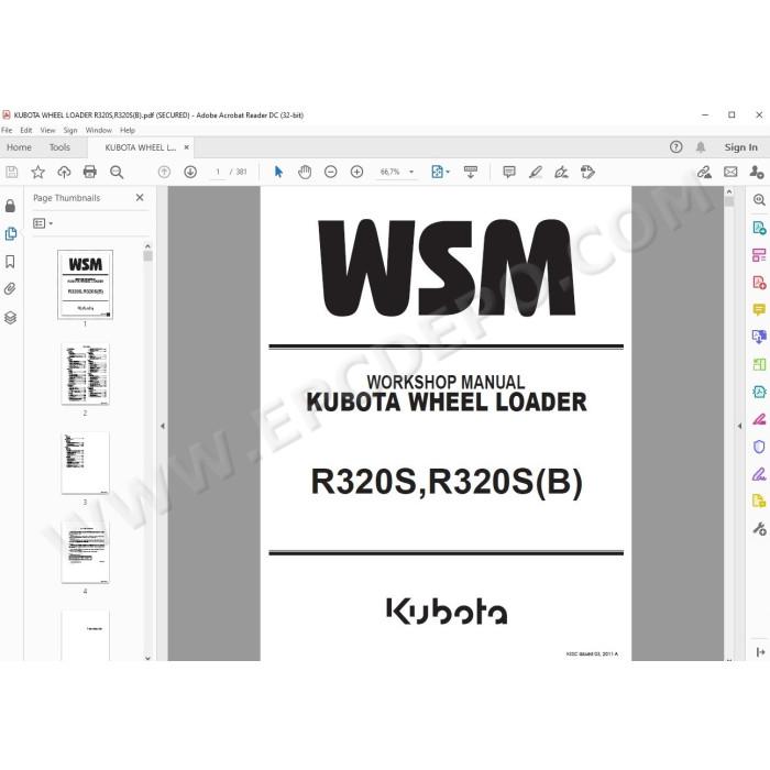 Kubota Wheel Loader R320S (B) workshop service manual
