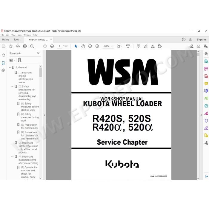 Kubota Wheel Loader R420S R420α R520S R520α workshop service manual