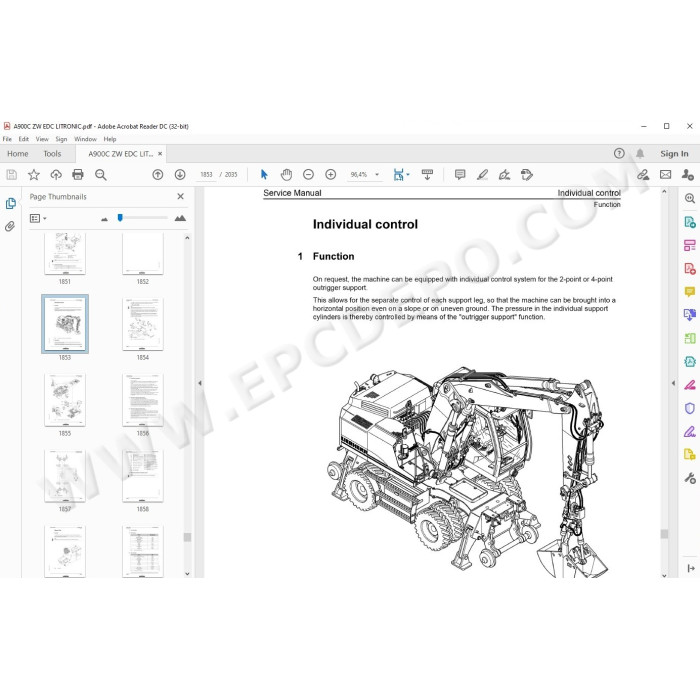 Liebherr Wheeled Excavator A900C ZW EDC Litronic Tier 3 service & repair manual