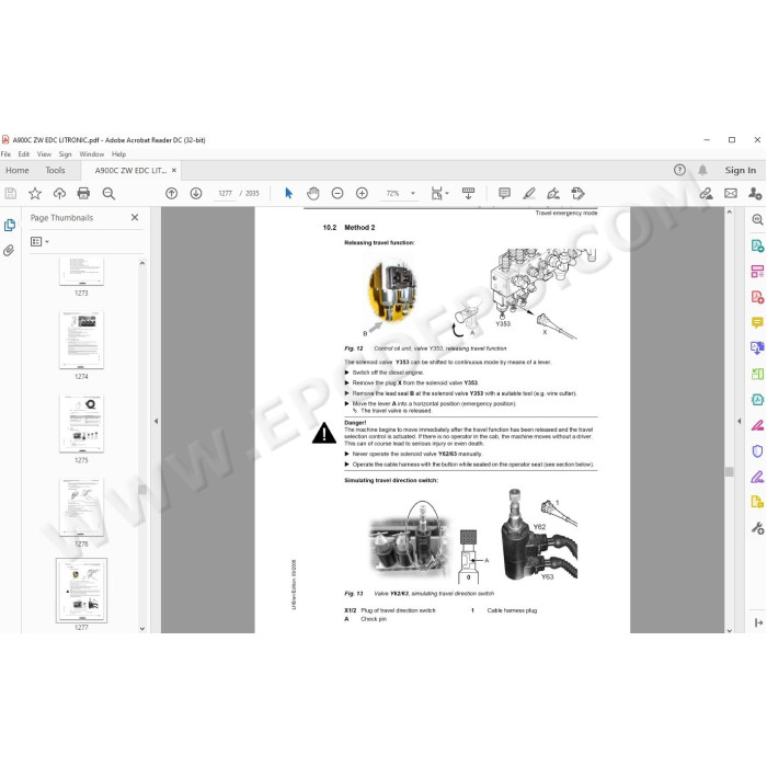 Liebherr Wheeled Excavator A900C ZW EDC Litronic Tier 3 service & repair manual