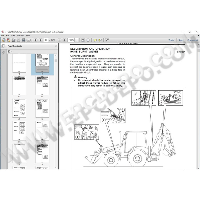 Terex Backhoe Loader TX760B, TX860B, TX970B, TX980B service manual