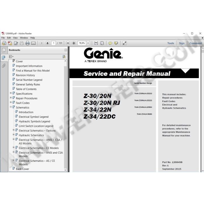 GENIE S / Z BOOM SERVICE & REPAIR MANUALS
