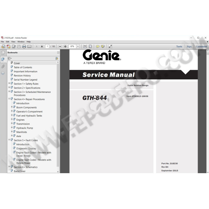 Genie / Terex Telehandler & Forklift service manual