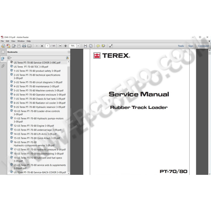 Terex Loader PT30 PT50 PT60 PT70 PT80 PT100 service manual