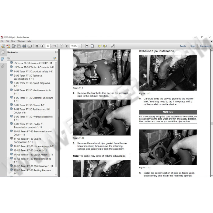 Terex Loader PT30 PT50 PT60 PT70 PT80 PT100 service manual