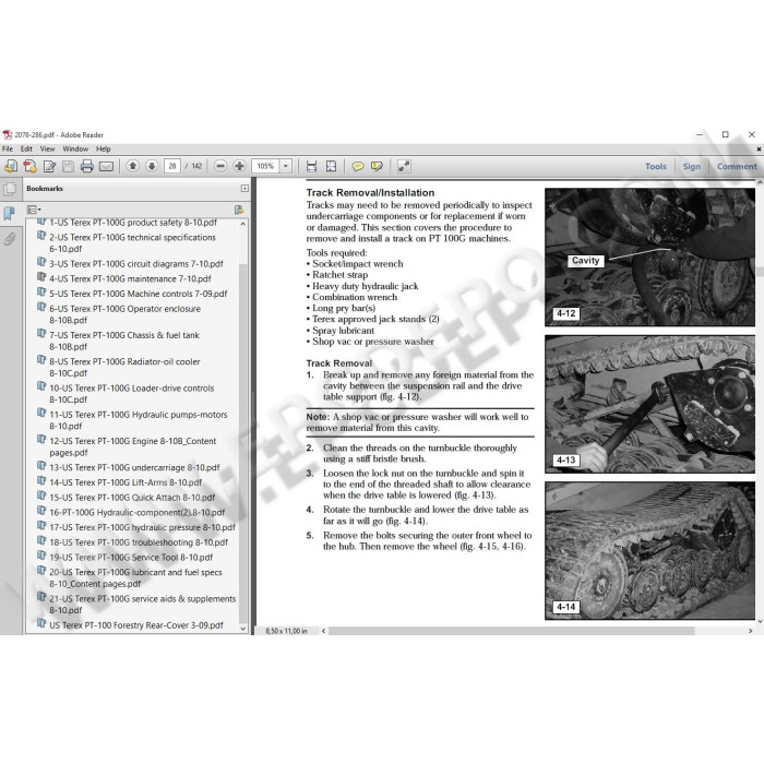 Terex Loader PT30 PT50 PT60 PT70 PT80 PT100 service manual