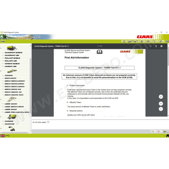 CLAAS CDS DIAGNOSTIC SYSTEM 2020