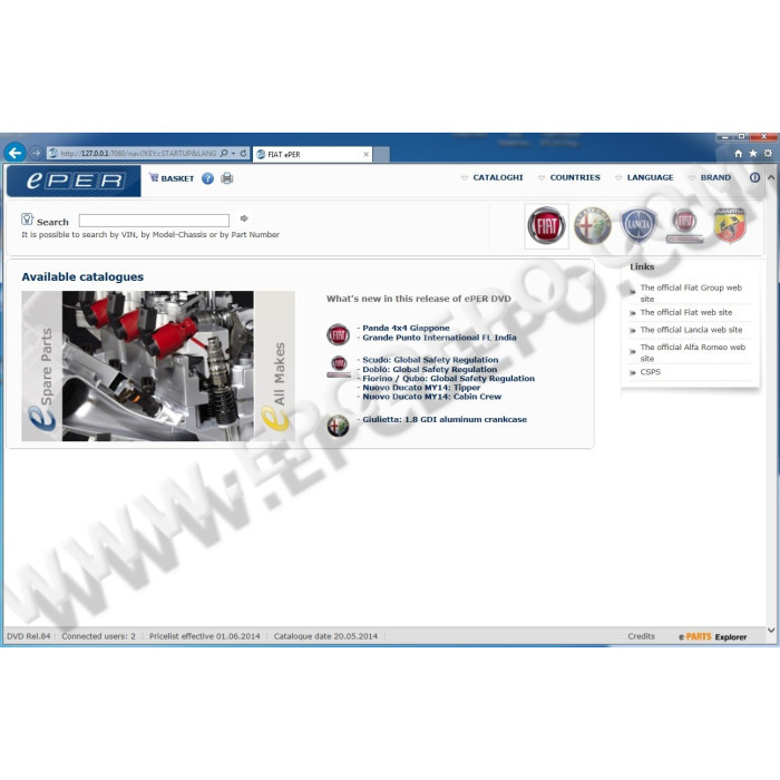 Fiat, Alfa Romeo, Abarth, Lancia EPER EPC parts catalog 2014