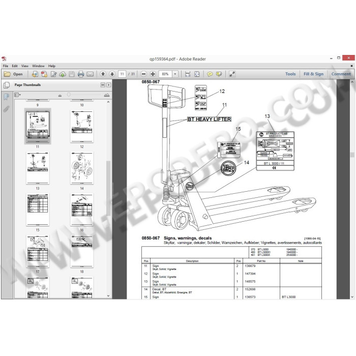 BT FORKLIFT EPC SPARE PARTS CATALOG