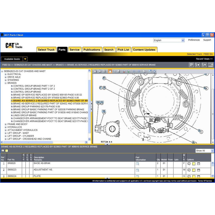 Caterpillar Forklift MCFE EPC spare parts catalog 2016