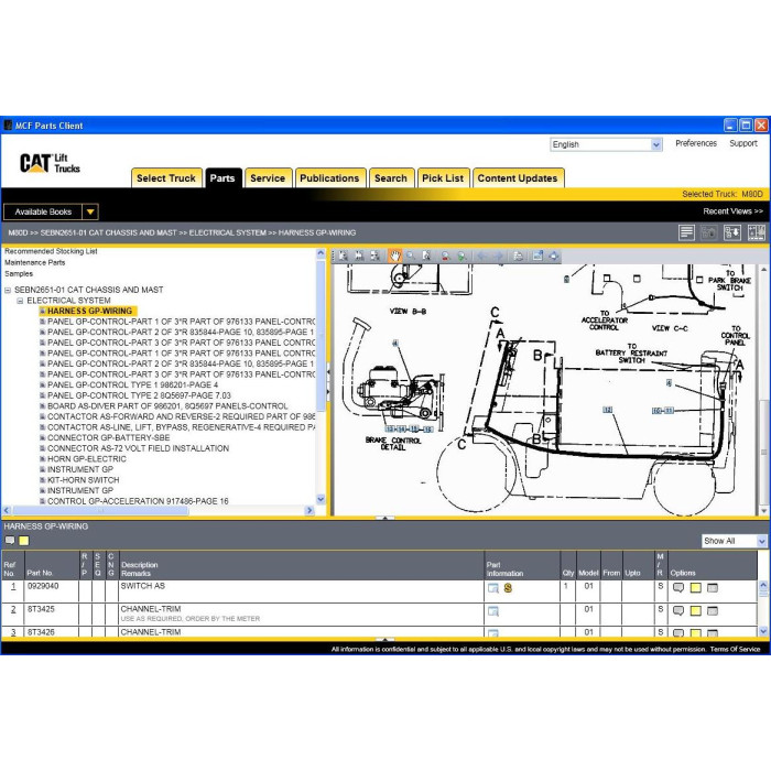 Caterpillar Forklift MCFE EPC spare parts catalog 2016