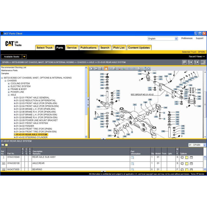 Caterpillar Forklift MCFE EPC spare parts catalog 2016