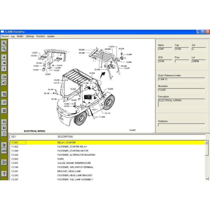 Clark Forklift Parts Pro EPC spare parts catalog 2011