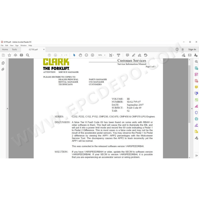 Clark Forklift Parts Pro Plus EPC parts catalog + service 2026