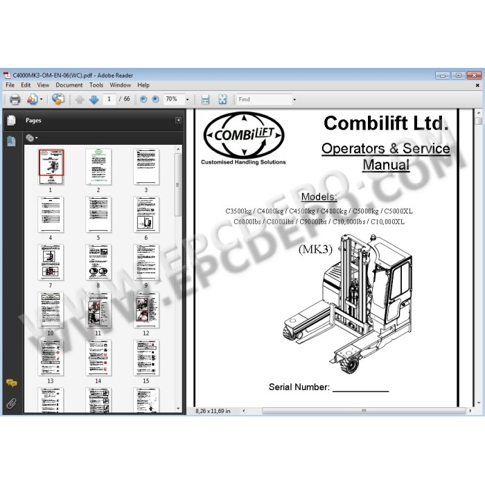 Combilift Forklift EPC spare parts catalog + service manuals