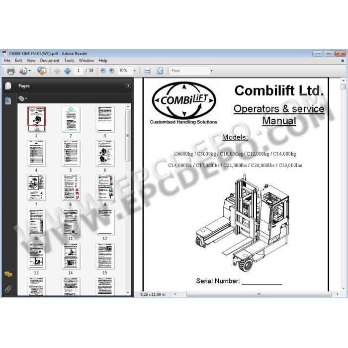 Combilift Forklift EPC spare parts catalog + service manuals