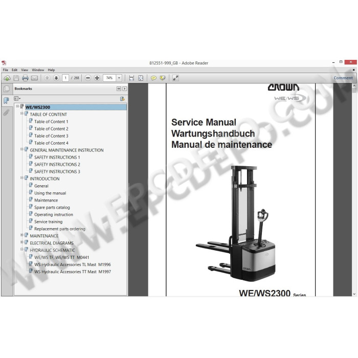 CROWN FORKLIFT SPARE PARTS + SERVICE MANUALS
