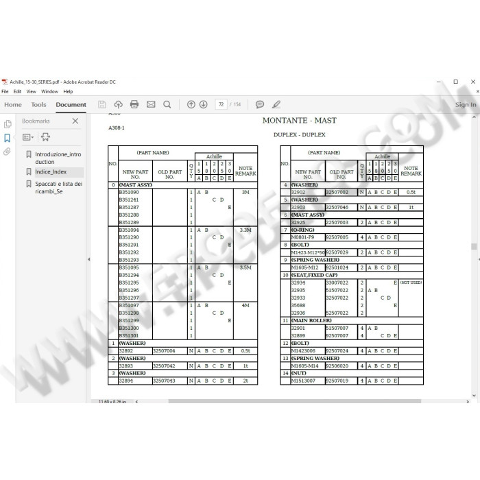 FALCONLIFT ACHILLE / GIUSEPPE / TAZIO PARTS CATALOG