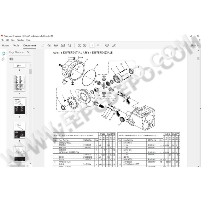 FALCONLIFT ACHILLE / GIUSEPPE / TAZIO PARTS CATALOG