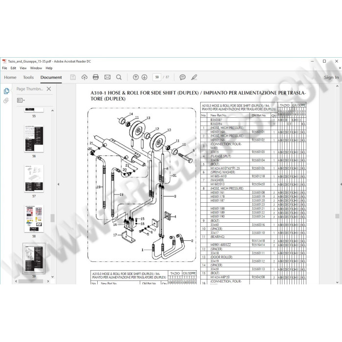 FALCONLIFT ACHILLE / GIUSEPPE / TAZIO PARTS CATALOG