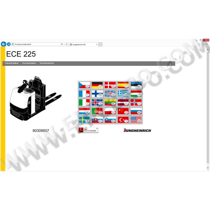 Jungheinrich Forklift ECE 225 spare parts + operator manual