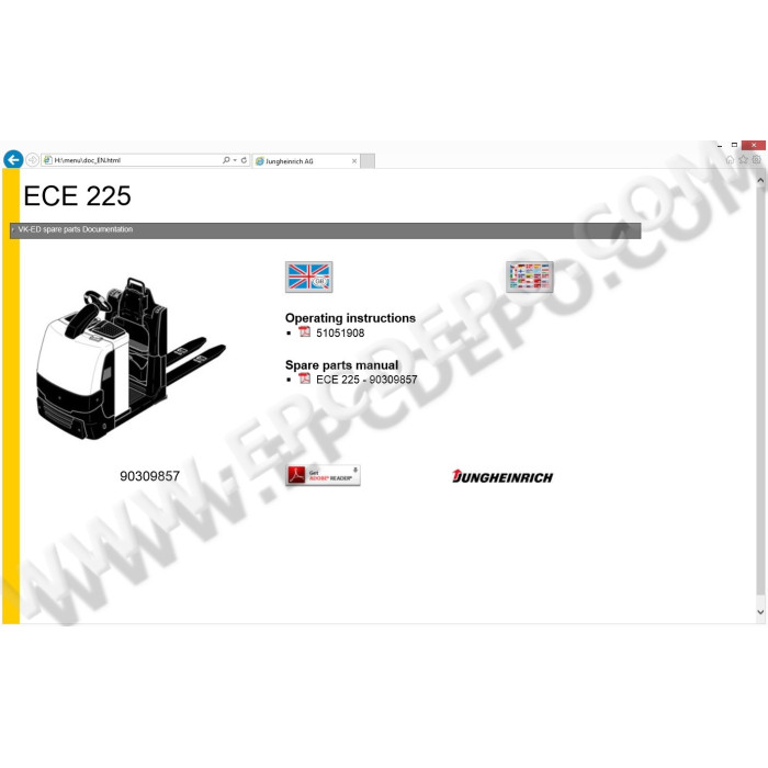 Jungheinrich Forklift ECE 225 spare parts + operator manual