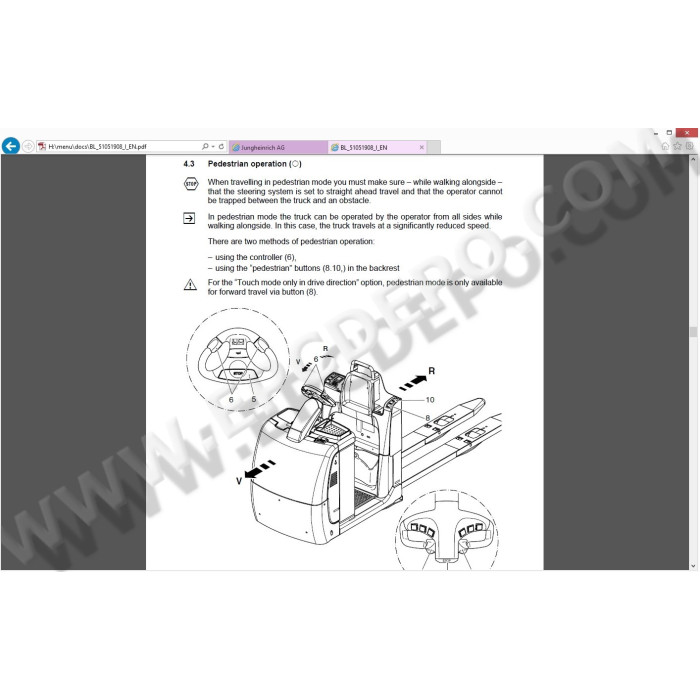 Jungheinrich Forklift ECE 225 spare parts + operator manual