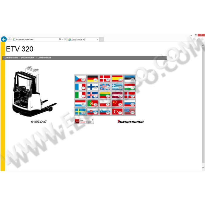 Jungheinrich Forklift ETV 320 spare parts + operator manual