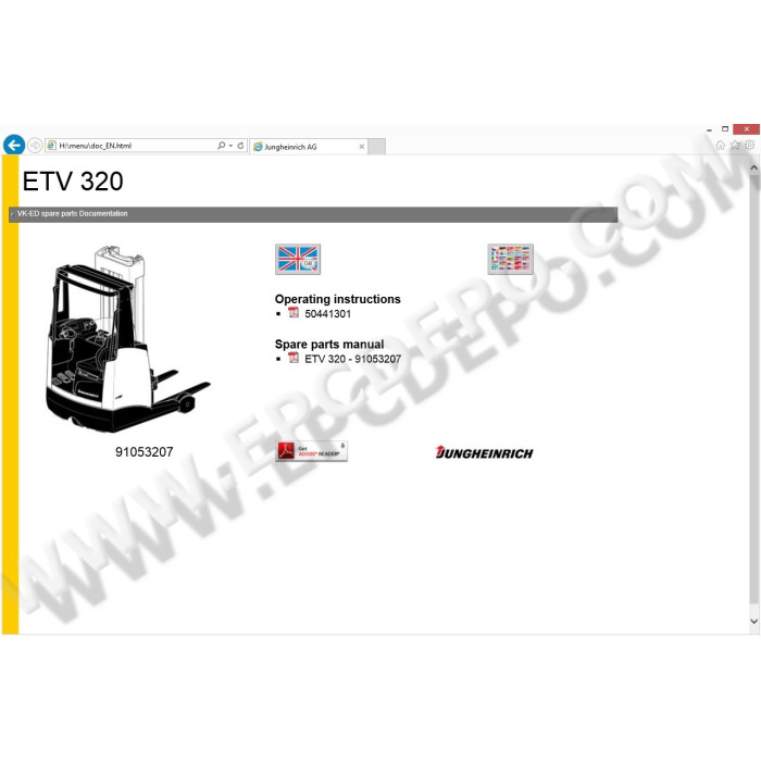 Jungheinrich Forklift ETV 320 spare parts + operator manual