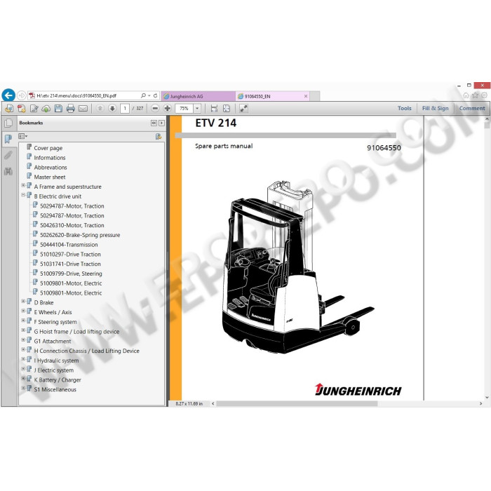 Jungheinrich Forklift ETV 214 spare parts + operator manual