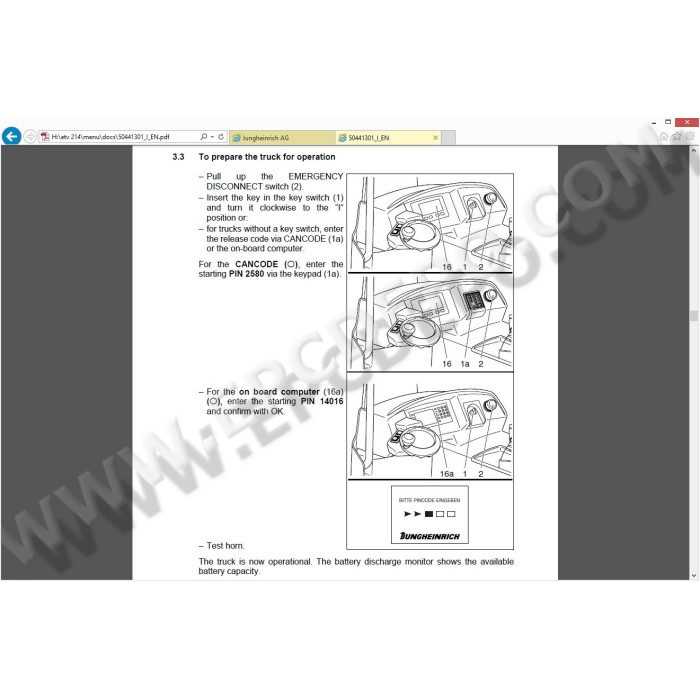 Jungheinrich Forklift ETV 214 spare parts + operator manual