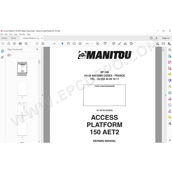Manitou Platform 150 AET2 service & repair manual