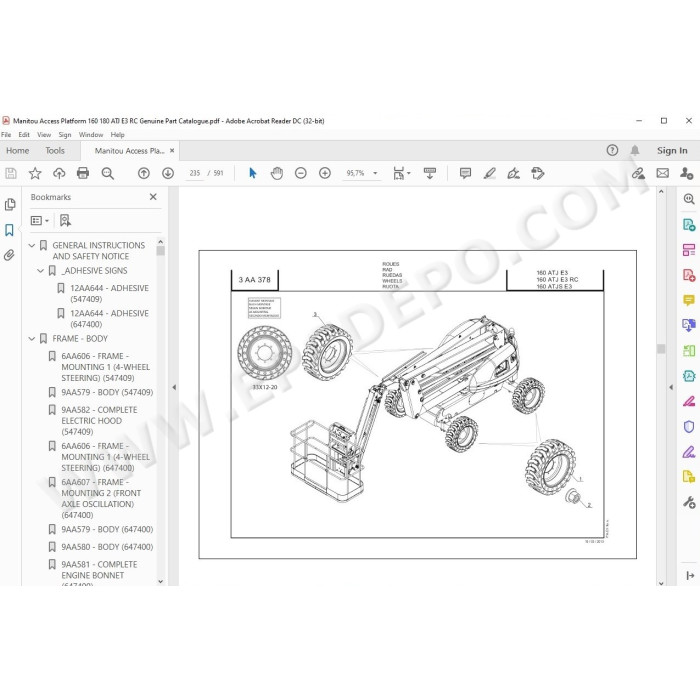 Manitou Platform 160 180 ATJ E3 spare parts manual