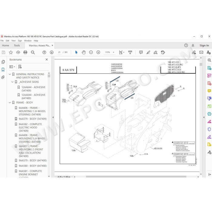 Manitou Platform 160 180 ATJ E3 spare parts manual