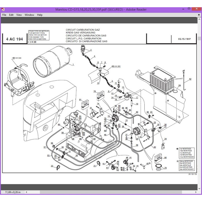 Manitou forklift CD15P CD18P CD20P CD25P CD30P CD35P CG15P CG18P CG20P CG25P CG30P CG35P parts manual