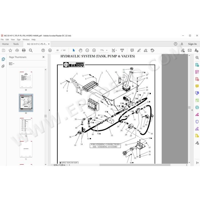 Manitou Forklift M2 30 H P/C - PS/P/PL/PXL spare parts manual