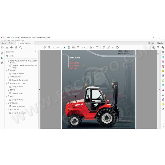 Manitou Forklift M-X 30 50 70 2/4 S3 E3 service manual