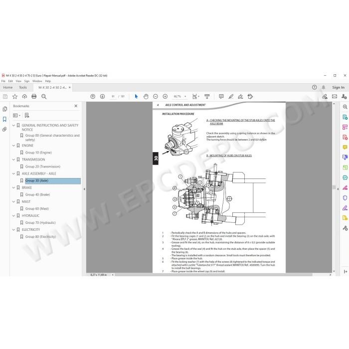 Manitou Forklift M-X 30 50 70 2/4 S3 E3 service manual